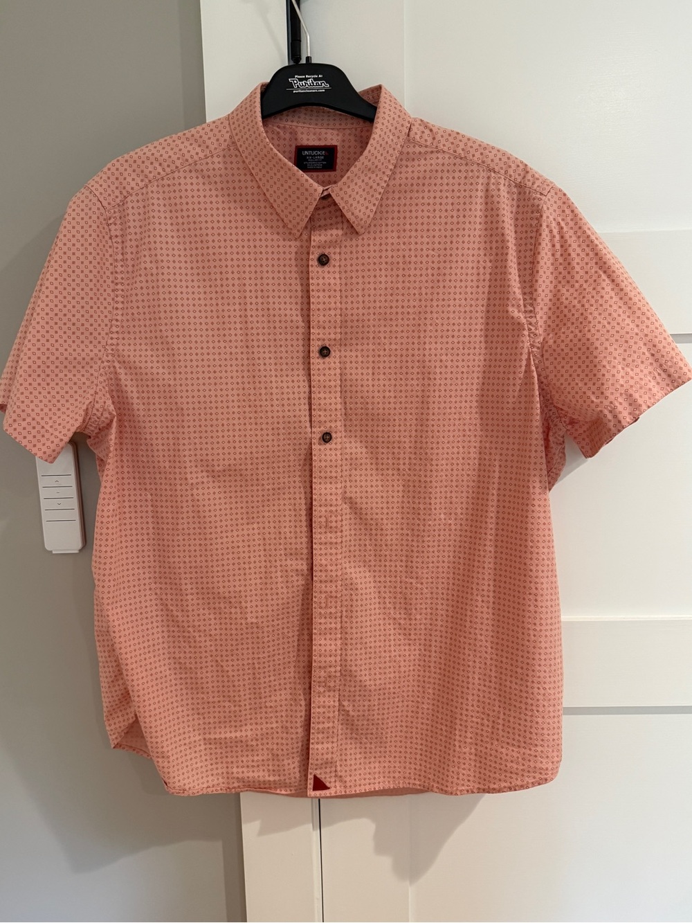 UNTUCKit Short Sleeve Button-down Shirt - Peach Geo Print - XXL